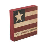 Faith Family Freedom on Flag Block Sign-Lange General Store