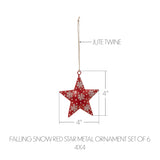 Falling Snow Red Star Metal Ornament Set of 6-Lange General Store