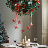 Falling Snow Red Star Metal Ornament Set of 6-Lange General Store
