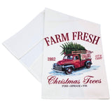Farm Fresh Christmas Trees Red Truck Flour Sack Towel