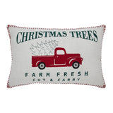 Farm Fresh Red Truck Christmas Pillow-Lange General Store