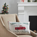 Farm Fresh Red Truck Christmas Pillow-Lange General Store