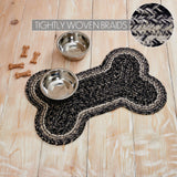 Farmstead Black Dog Bone Braided Waterproof Rug Mat – Medium – Modern Farmhouse Dog Mat – Soft Black, Creme