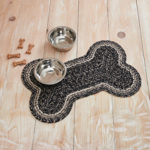 Farmstead Black Dog Bone Braided Waterproof Rug Mat – Medium 15x23 – Soft Black, Creme, Charcoal Grey
