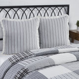 Farmstead Black Grain Stripe Fabric Euro Sham-Lange General Store