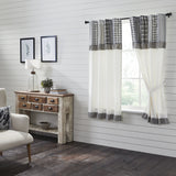 Farmstead Black Patchwork Short Panel Curtains-Lange General Store