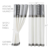 Farmstead Black Patchwork Short Panel Curtains