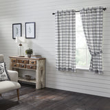 Farmstead Black Plaid Short Panel Curtains-Lange General Store