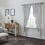 Farmstead Black Ticking Stripe Long Prairie Curtains-Lange General Store