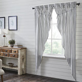 Farmstead Black Ticking Stripe Long Prairie Curtains-Lange General Store