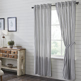 Farmstead Black Ticking Stripe Panel Curtains-Lange General Store