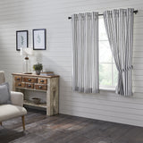 Farmstead Black Ticking Stripe Short Panel Curtains-Lange General Store