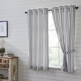 Farmstead Black Ticking Stripe Short Panel Curtains-Lange General Store