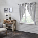 Farmstead Black Ticking Stripe Short Prairie Curtains-Lange General Store