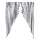 Farmstead Black Ticking Stripe Short Prairie Curtains-Lange General Store