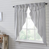 Farmstead Black Ticking Stripe Short Prairie Curtains-Lange General Store