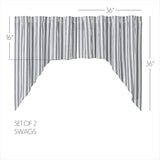 Farmstead Black Ticking Stripe Swag Curtains