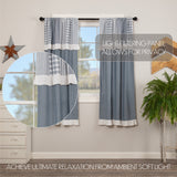 Farmstead Blue Patchwork Short Panel Curtains