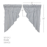 Farmstead Blue Plaid Prairie Swag Curtains