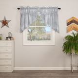 Sawyer Mill Blue Plaid Prairie Swag Curtains-Lange General Store