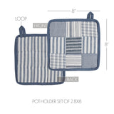 Farmstead Blue Pot Holders - Set of 2-Lange General Store