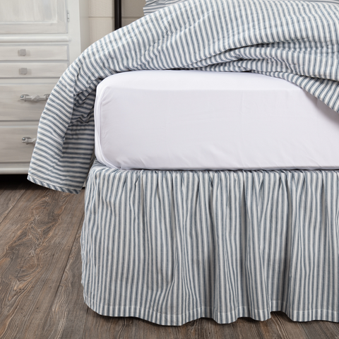 Farmstead Blue Ticking Stripe Bed Skirt - Lange General Store