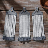 Farmstead Blue Ticking Stripe Button Loop Tea Towel Set of 3-Lange General Store