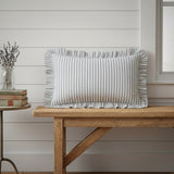 Farmstead Blue Ticking Stripe Fabric Pillow-Lange General Store