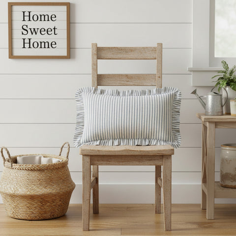 Farmstead Blue Ticking Stripe Fabric Pillow-Lange General Store
