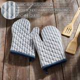 Farmstead Blue Ticking Stripe Oven Mitt Set of 2-Lange General Store