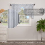 Farmstead Blue Ticking Stripe Prairie Swag Curtains