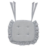 Farmstead Blue Ticking Stripe Ruffled Chair Pad-Lange General Store