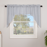 Farmstead Blue Ticking Stripe Swag Curtains-Lange General Store