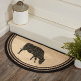 Farmstead Charcoal Cow Braided Half Circle Rug-Lange General Store