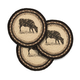 Farmstead Charcoal Cow Braided Trivet 8" Set of 3