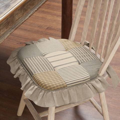 Farmstead Charcoal Patchwork Chair Pad-Lange General Store