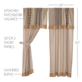 Farmstead Charcoal Patchwork Short Panel Curtains