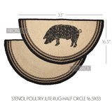 Farmstead Charcoal Pig Braided Half Circle Rug-Lange General Store