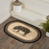 Farmstead Charcoal Pig Braided Oval Rug-Lange General Store