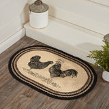 Farmstead Charcoal Poultry Braided Oval Rug-Lange General Store