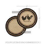Farmstead Charcoal Poultry Braided Trivet 8" Set of 3