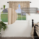 Farmstead Charcoal Ticking Stripe Prairie Swag Curtains