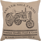 Sawyer Mill Charcoal Tractor Pillow-Lange General Store