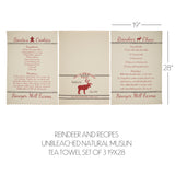 Farmstead Holiday Reindeer and Recipes Towel Set of 3