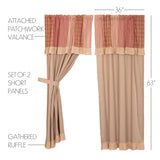 Farmstead Red Patchwork Short Panel Curtains