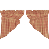 Sawyer Mill Red Plaid Prairie Swag Curtains-Lange General Store