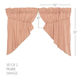 Farmstead Red Ticking Stripe Prairie Swag Curtains