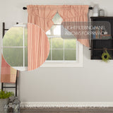 Farmstead Red Ticking Stripe Prairie Swag Curtains