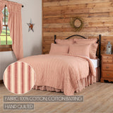 Farmstead Red and Tan Ticking Stripe Quilt Coverlet-Lange General Store