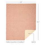 Farmstead Red and Tan Ticking Stripe Quilt Coverlet - Twin-Lange General Store
